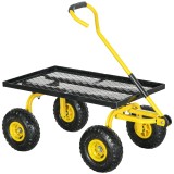 Outsunny Roabă de Grădină cu M&acirc;ner și 4 Roți Mari, Capacitate 150 kg, 94x48,5x100 cm, Verde | Aosom Romania