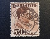 Rom&acirc;nia Regat - Regele Carol al II-lea (1930&ndash;1934) - 50 BANI Brun cu Ștampilă Poștală "CONSTANȚA" și Datier 1936 (Dintelat, Ștampilat) RO1