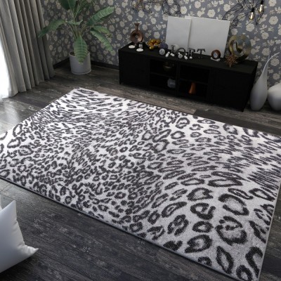 Covor Model Leopard 11066-190, Marime 80 x 150 cm, Gri, Inaltime Fir 9 mm, Antialergic, Polipropilena, Living, Dormitor, Sufragerie, Birou foto