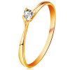 Inel din aur galben 14K - diamant strălucitor &icirc;n montură lucioasă proeminentă - Marime inel: 53