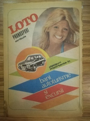 1989 Reclamă LOTO PRONOSPORT comunism castiguri autoturisme epoca aur 24x15,5 foto