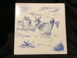 Arta / decor / design - Placa de faianta patrata peisaj maritim anul 1948 !