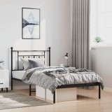 vidaXL Cadru de pat din metal cu tăblie, negru, 100x200 cm