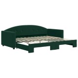 Cumpara ieftin Pat de zi cu extensie, verde inchis, 90x200 cm, catifea