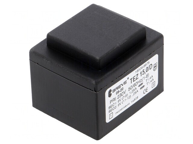 Transformator &Icirc;ncapsulat 15VA 230V 6V PCB