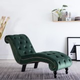 vidaXL Șezlong, verde, catifea
