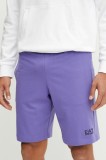EA7 Emporio Armani pantaloni scurti din bumbac barbati, culoarea violet, PJVRZ.8NPS65