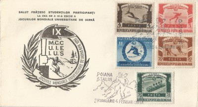 |Romania, LP 275/1951, Jocurile Mondiale Universitare de Iarna, FDC foto