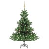 Brad artificial Crăciun cu LED și globuri Nordmann Verde 180 cm