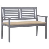 Cumpara ieftin Bancă grădină cu 2 locuri cu pernă, 120 cm, gri, lemn eucalipt