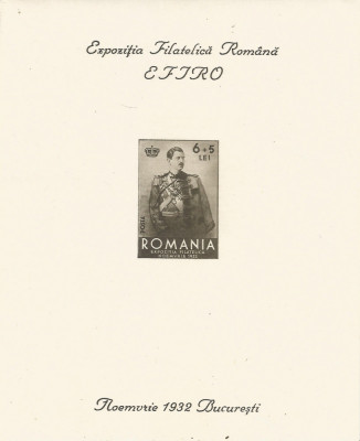 Romania, LP 101/1932, Expozitia Filatelica EFIRO - colita nedantelata, MNH foto