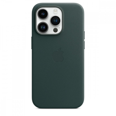 Husa de protectie telefon Apple pentru iPhone 14 Pro, MagSafe, Piele, Forest Green foto