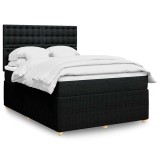 VidaXL Pat box spring cu saltea, negru, 140x190 cm, textil
