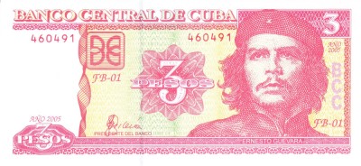 Bancnota Cuba 3 Pesos 2005 - P127b UNC foto