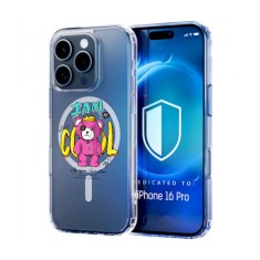 Husa pentru iphone 16 pro max, atasare magnetica, magsafe, i am cool, clear foto