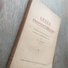 LEGEA PROPRIETARILOR COMENTATA SI ADNOTATA CU DOCTRINA SI JURISPRUDENTA,1933