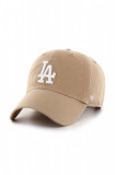 47brand șapcă de baseball din bumbac MLB Los Angeles Dodgers culoarea bej, cu imprimeu B-NLRGW12GWS-KHA