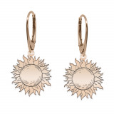 Sun - Cercei personalizati soare cu leverback din argint 925 placat cu aur roz, Bijubox
