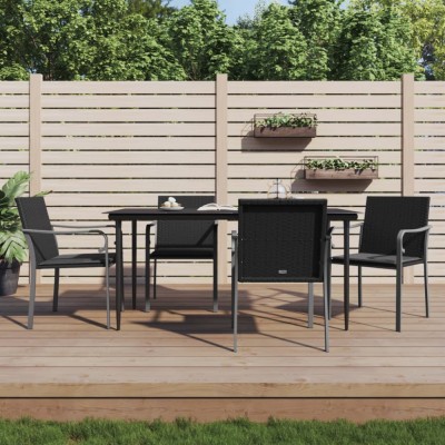 vidaXL Set mobilier de grădină cu perne, 5 piese, poliratan și oțel foto