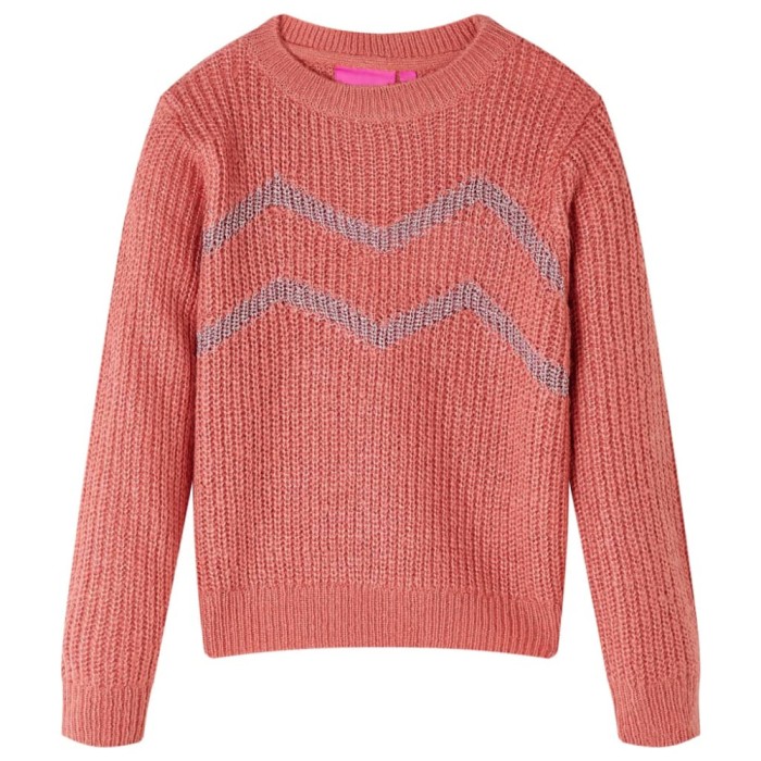 Pulover pentru copii tricotat, roz mediu, 116 14506