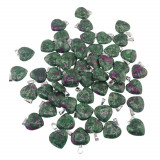 Pandantiv inima agat verde 20mm, Stonemania Bijou