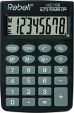 Calculator negru de buzunar, 8 digits, REBELL, Rebel