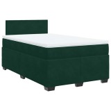 Cumpara ieftin Pat box spring cu saltea, verde inchis, 120x200 cm, catifea
