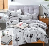 Cumpara ieftin Lenjerie Pat Bumbac Gri cu Elastic 6 Piese 180x200 Stelargrey Husa Pilota+Cearceaf+4 Fete Perna