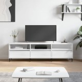 vidaXL Comodă TV, alb extralucios, 150x30x44,5 cm, lemn prelucrat