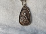 Argint RUSIA MEDALION FECIOARA MARIA cu PRUNCUL ISUS si SFANTUL CRISTOPHER vechi