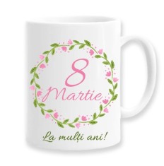 Cana alba personalizata 8 Martie cu mesaj: &quot;La multi ani&quot;, INOVATIX&reg;. 330ml