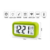 Ceas Digital cu Alarmă și Termometru, Ecran LED, Verde/Bleu, 13.8x8x4.5cm, Birou/Noptieră