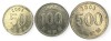 Coreea de Sud , lot 25 - 50 + 100 + 500 Won 2003, Asia, Cupru-Nichel
