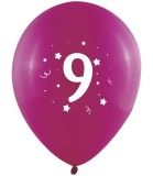 Baloane Latex 10 Buc. Imprimare Cifra 9, 30 Cm, Globos Festival