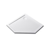 Cadita dus pentagonala joasa Modena Slim, 90x90 cm, Acril ABS, Alb