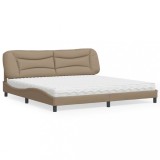 VidaXL Pat cu saltea, Hvar, cappuccino, 200x200 cm, piele ecologică 3208749