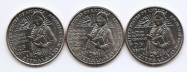 Statele Unite (SUA) Set 3 monede - 25 centi 2024 D+P+S - (Femei: Zitkala Sa; mintmark: D+P+S KM-792 UNC !!!