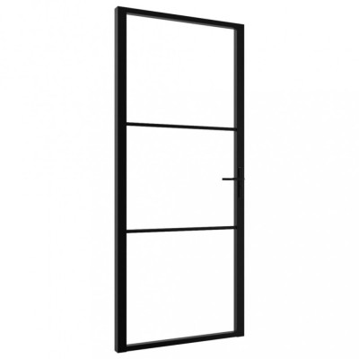 Ușă de interior, negru, 102,5x201,5 cm, sticlă ESG și aluminiu foto