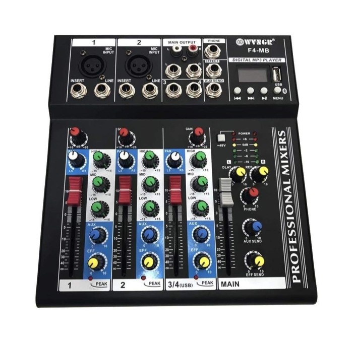 Mixer audio digital fara amplificare cu 4 canale si Bluetooth WVNGR F4-MB