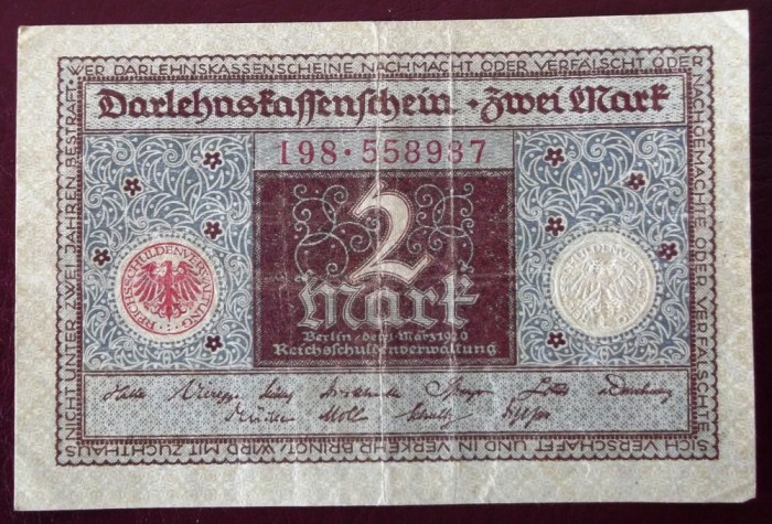 Germania 2 mark 1920 seria 987 **