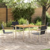 Set mese grădină vidaXL 5 piese din lemn tec solid, Masă mese aer liber vidaXL 90x90x74.5 cm din lemn tec solid