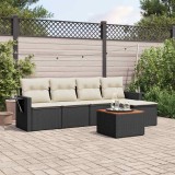 vidaXL Set mobilier de grădină cu perne, 6 piese, negru, poliratan 3256868
