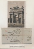 Italy 1846 Postal History Rare Postcard + Stampless Cover Milan to Lyon DG.023