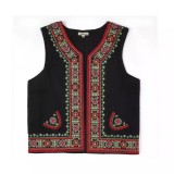 Cumpara ieftin Vesta traditionala neagra pentru fetite cu broderie florala multicolora - VTF05