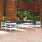 vidaXL Set mobilier grădină cu perne, 10 piese, alb, lemn masiv pin 3096906