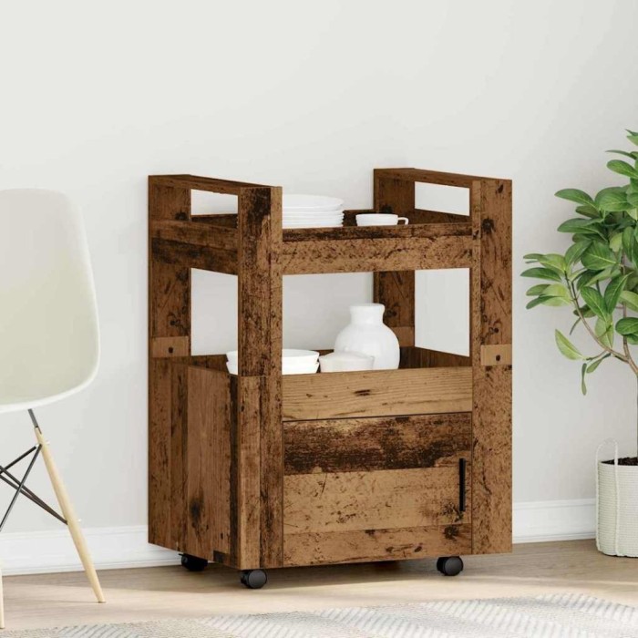 vidaXL Troler de Bucătărie Lemn vechi 60 x 45 x 80 cm Lemn compozit