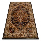 Covor L&acirc;nă KESHAN franjuri, Ornament, cadru oriental 2886/53511 bej / albastru inchis, 200x290 cm