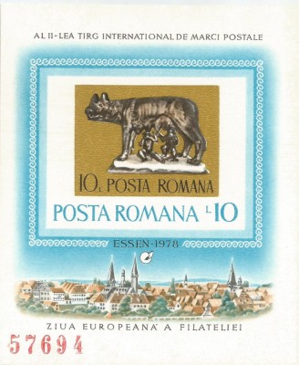 Romania, LP 968/1978, Targul Filatelic Essen, colita nedantelata, MNH foto