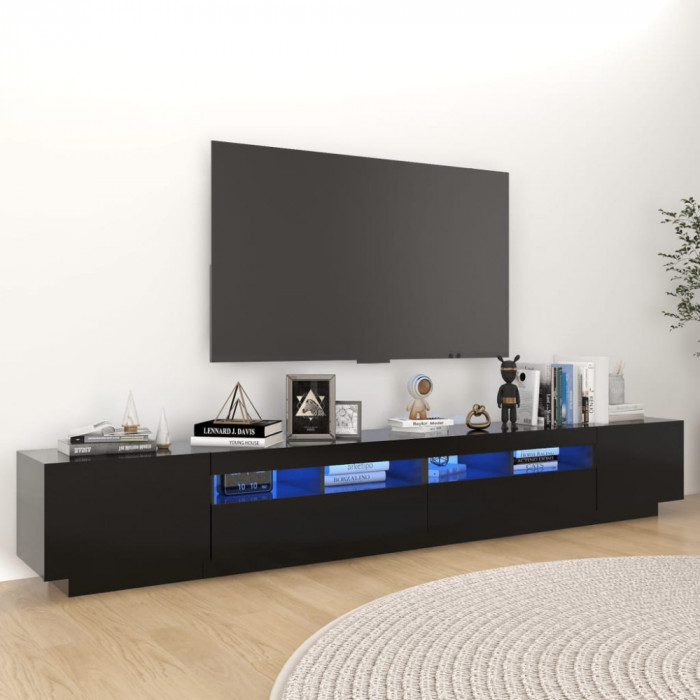 Comoda TV cu lumini LED, negru, 260x35x40 cm GartenMobel Dekor