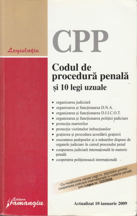 Codul de procedura penala si 10 legi uzuale